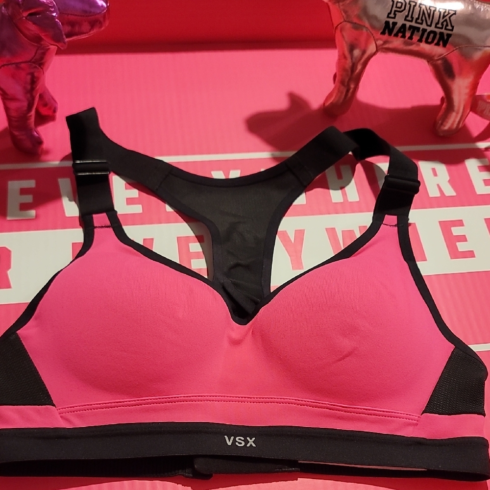 Victoria's Secret VSX Vibrant Pink and Black Sports Bra